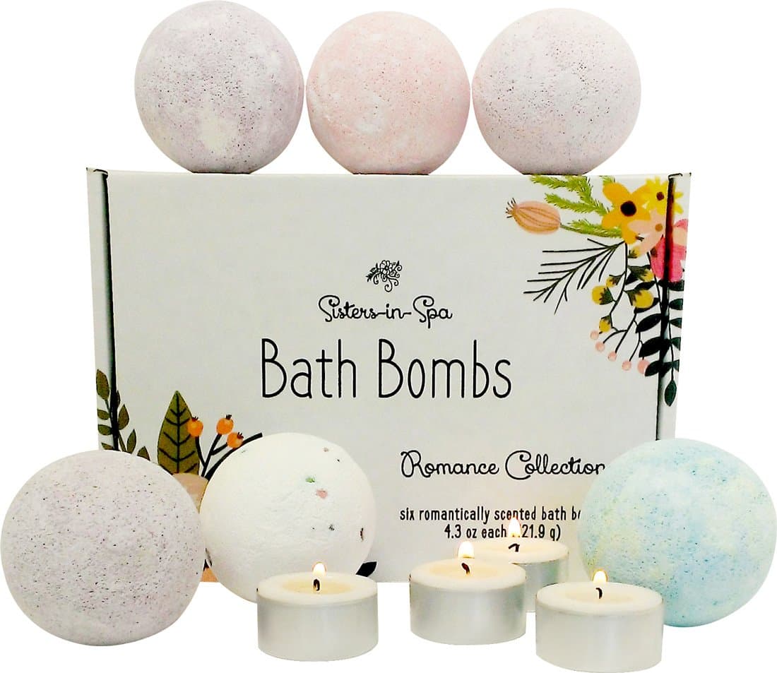 Sisters in Spa Romantic Floral Scent Bath Bomb Gift Set - Large 4.3 oz Organic and Natural Bath Bombs - USA Made