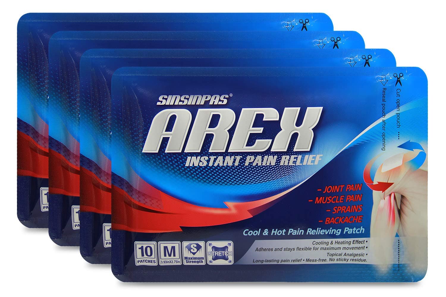 AREX Cool & Hot Pain Relieving Patch, Medium 4 Pack (40 Patches Total)