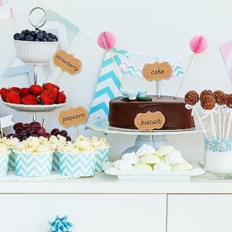 50 Pieces Cheese Markers for Charcuterie Board Buffet Labels Food Tags Blank Toothpick Flags Appetizer Signs Chalkboard Cupcake Toppers Picks for Wedding Birthday Party Decorations (Brown)