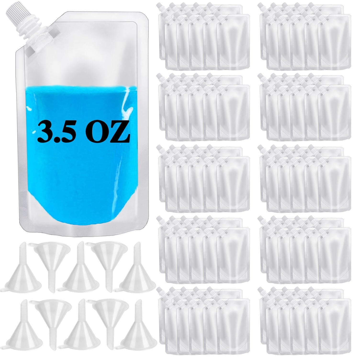 100 Pcs Plastic Flasks,3.5 Oz Reusable Drink Pouches,Leak-Proof Food Grade Plastic for Travel Outdoor Sports Concerts Events