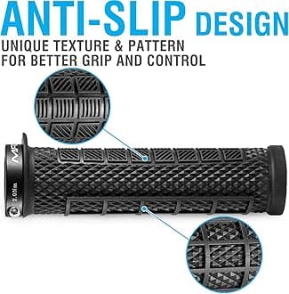 MARQUE Grapple MTB Grips - Mountain Bike Grips with Single Lock On Collar for Handlebar, for BMX, E-Bike, Scooter, Beach Cruiser & Most Adult Bicycle Handlebar, Anti-Slip & Comfortable