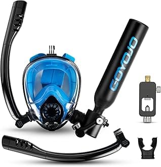 GOYOJO Lung Tank Sub Mask- Mini Scuba Tank and Snorkel Mask Combo, 0.5L Portable Scuba Gear with 6-10 Mins of Underwater Breathing, Underwater Breath System