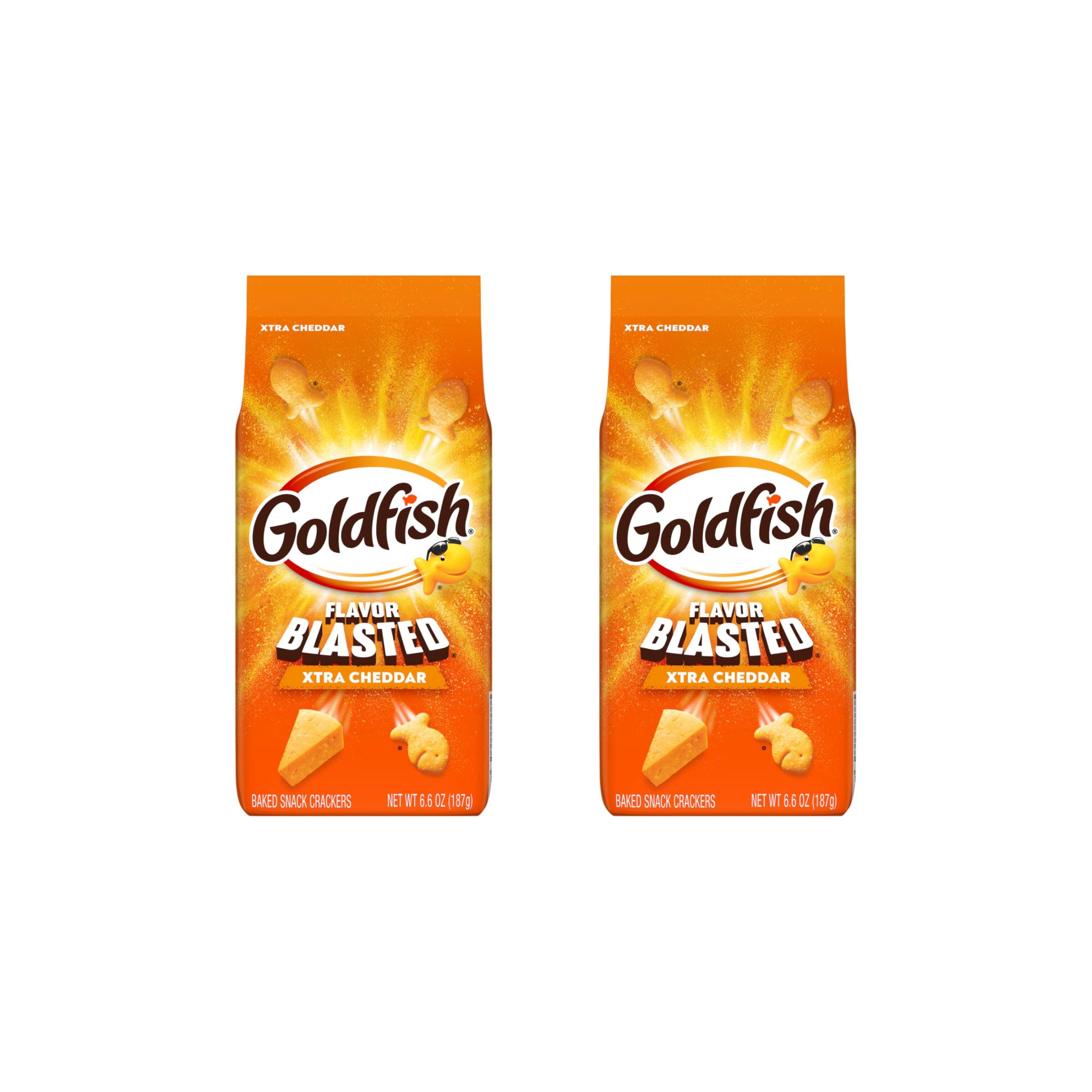 Flavor Blasted Xtra Cheddar Cheese Crackers, Baked Snack Crackers, 6.6 oz Bag (Pack of 2)