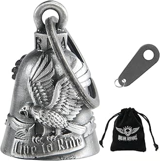 Dream Apparel Motorcycle Bell for Biker US Flag Riding Bell Guardian Bells Motorcycle Accessory or Keychain for Luck, With Bag Gift Box