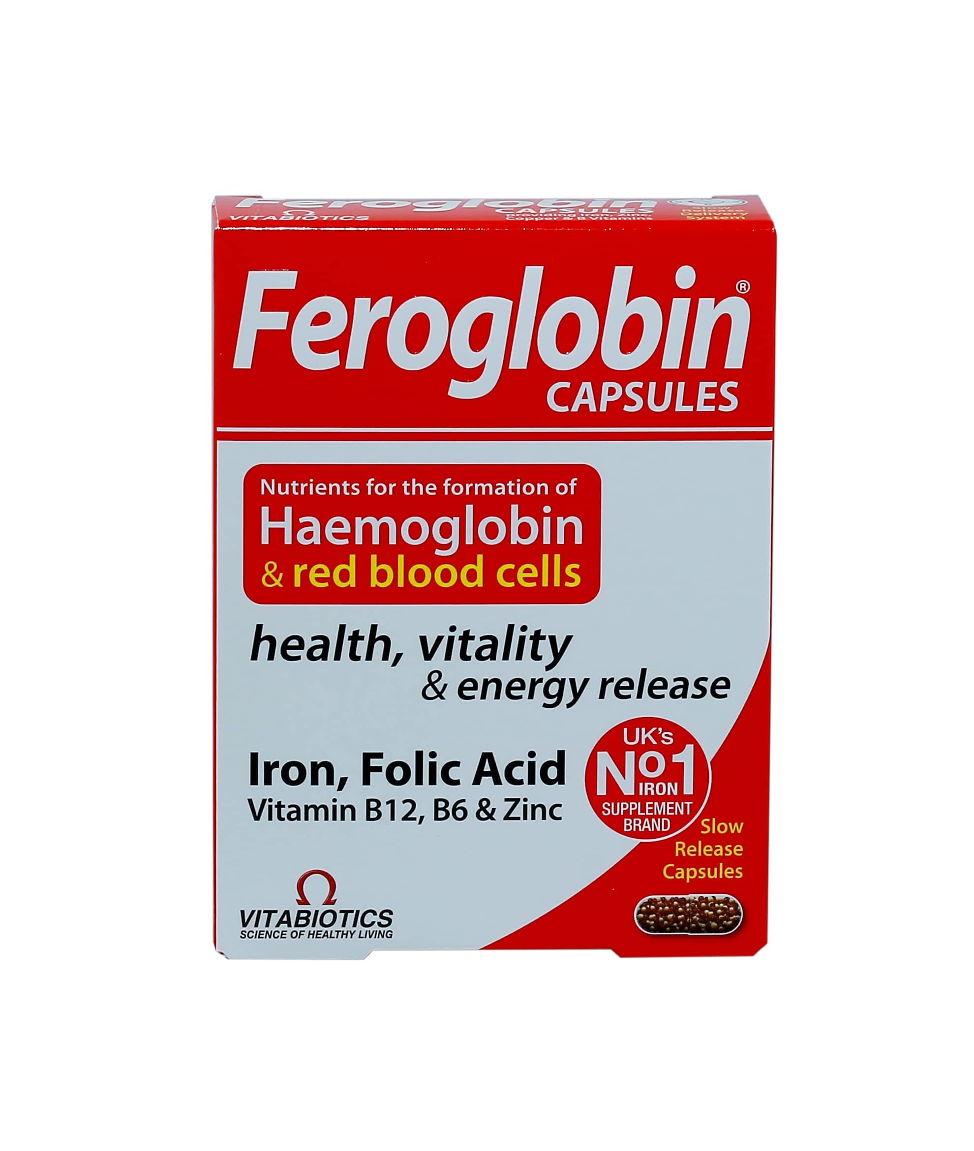 Feroglobin Original 30 Capsules | Gentle Iron Supplement - Support Iron Deficiency, Anemia & Blood formation, Boost Energy, Immunity & Vitality while reducing Fatigue & Tiredness
