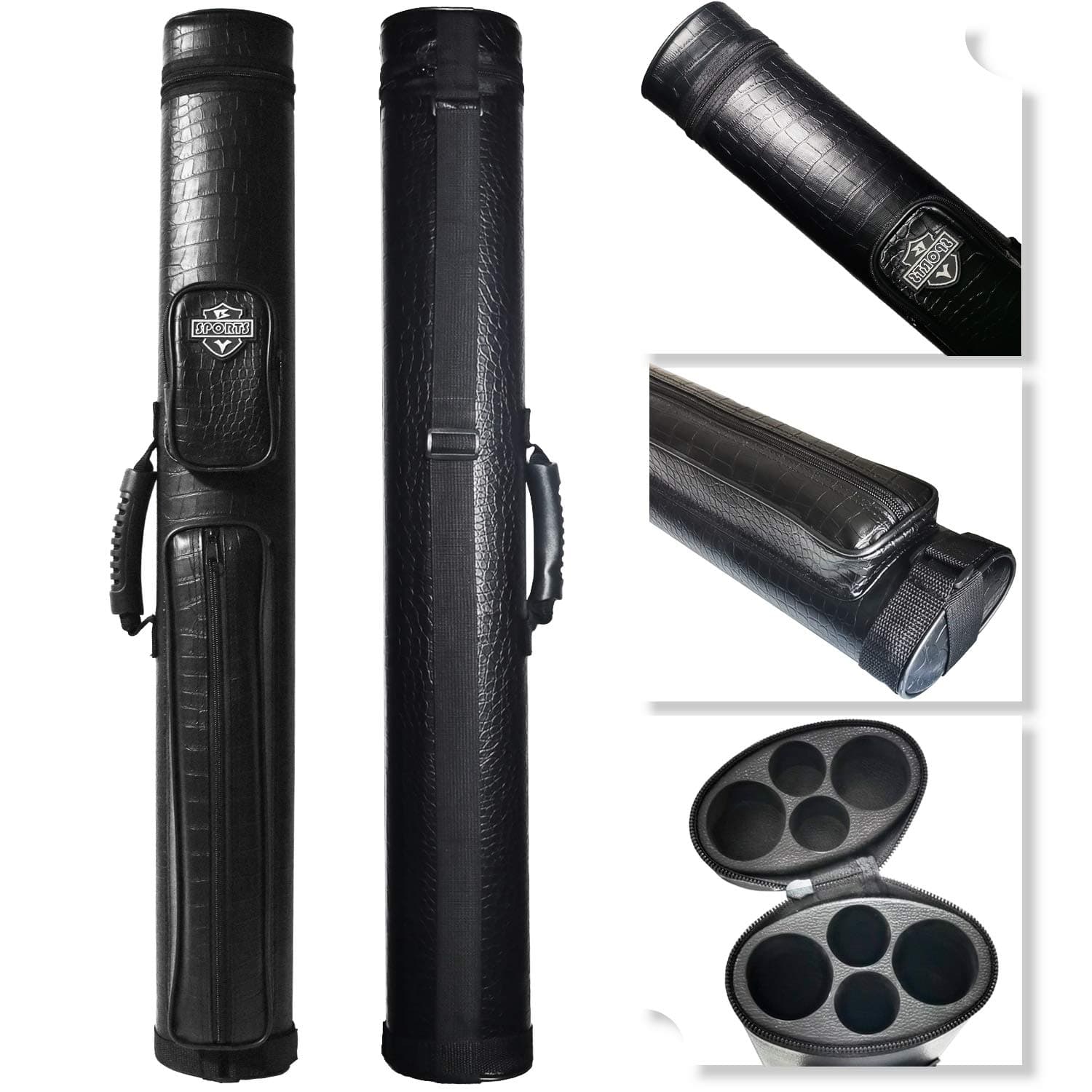 2x2 Hard cue case Oval Pool Cue Billiard Stick Carrying Case