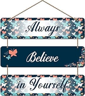 Artvibes Always Believe in Yourself Wooden Wall Hanger for Home|Office|Living Room|Gift (WH_5311N)