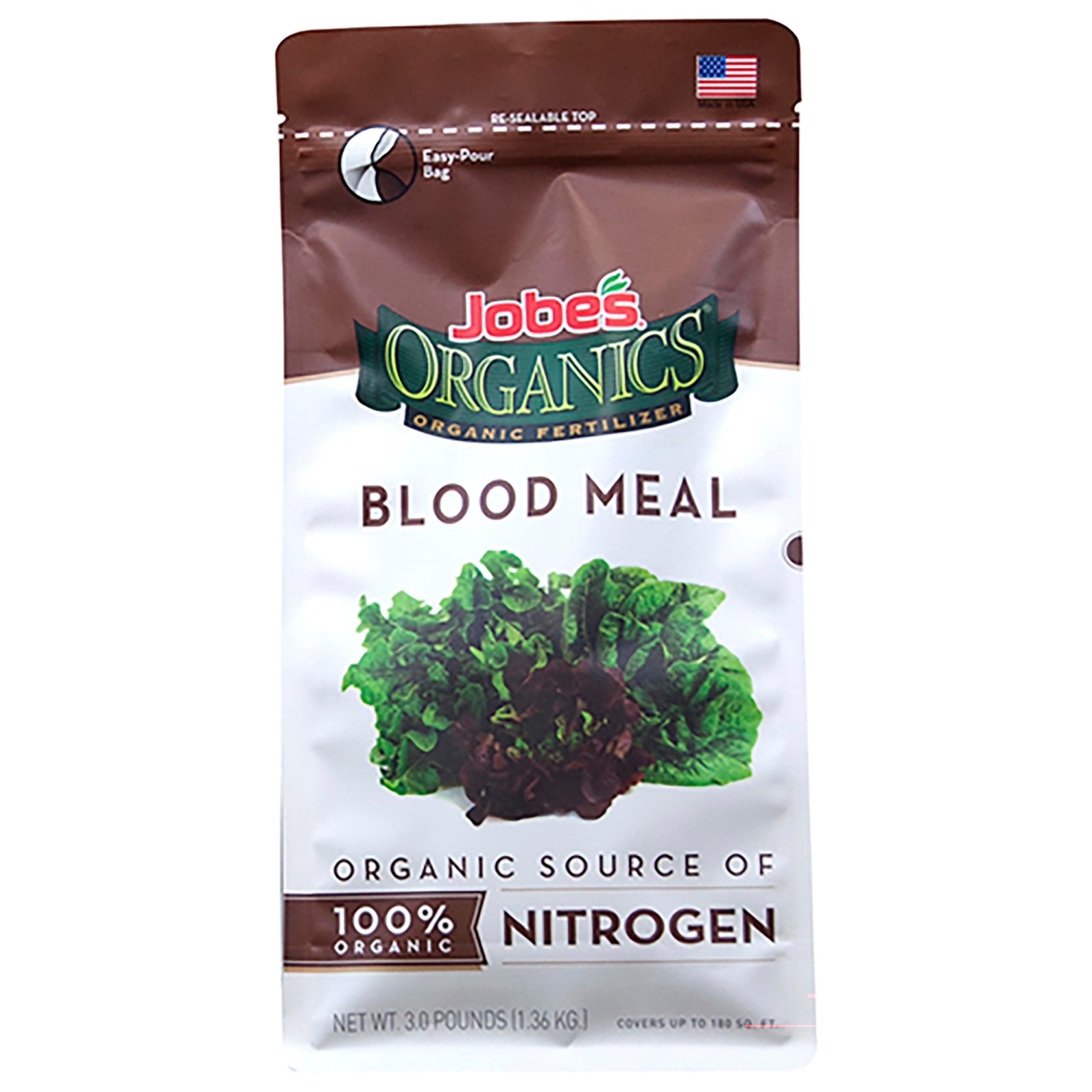Jobe's Organics Granular Blood Meal Fertilizer, Excellent Source of Nitrogen for Spinach, Broccoli, and Leafy Greens, 3 lbs Bag