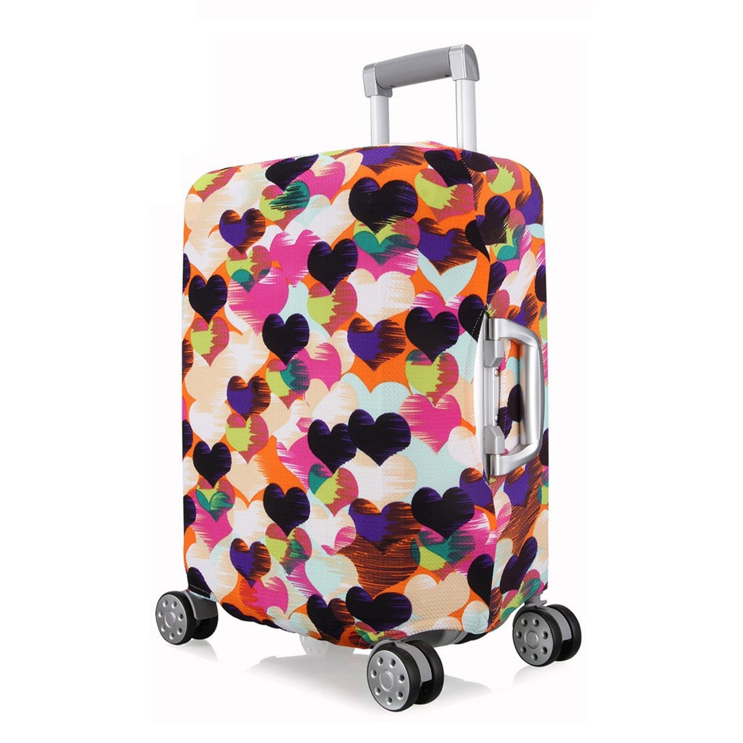 OneBelief Luggage Cover, Washable Foldable, Suitcase Protector Size Fits 18-28 Inch (XL(26"-28"), 1 (Love Heart))