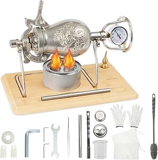 350ml Chinese Popcorn Maker, Chinese Popcorn Cannon Machine, High Pressure Popcorn Popper, Popcorn Machine for Family Party Fun, Upgraded Bamboo Base and Bracket(with Gift Box&2 Bags)