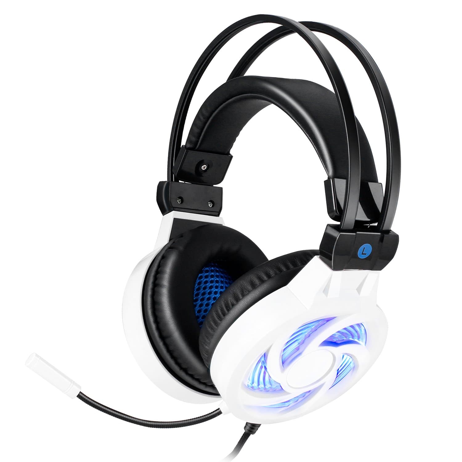 SOYTO Gaming Headsets, Protable Wired Earphone Computers Gaming Headset Over Ear Super Bass Stereo with Microphone Noise Canceling For Home Office for Video Game Luminescence Type White