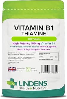 Vitamin B1 Thiamine Tablets - 100 Pack - for Heart, Immune and Psychological Function & Energy Release - UK Manufacturer, Letterbox Friendly