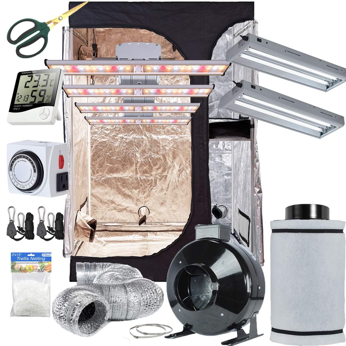 TopoLite Grow Tent Setup Complete Kit Sunlike Full Spectrum NEW TECH LED Grow Light + 6" Filter Kit + 48"x36"x72" Dark Room + Hydroponic Indoor Plants Growing System Accessories (48"x36"x72" Grow Kit)