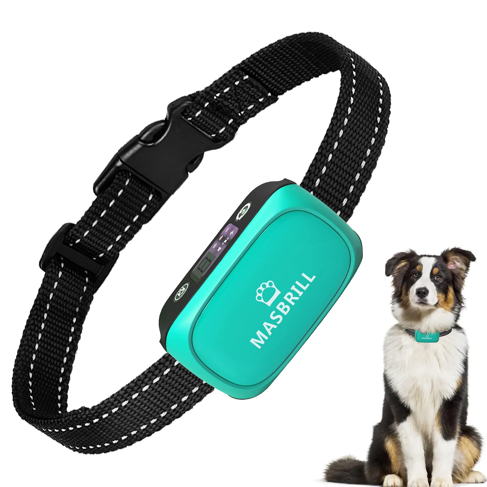 MASBRILL Dog Bark Collar,Rechargeable Anti Barking Training Collar Adjustable Sensitivity Shock Beep Vibrate for Small Medium Large Dogs