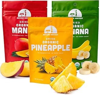 Organic Dried Fruit Variety Pack | Dried Mango, Pineapple, and Banana | Healthy, Vegan, No Sugar Added, Non GMO Snacks for Kids & Adults | 2 Ounce, Pack of 3