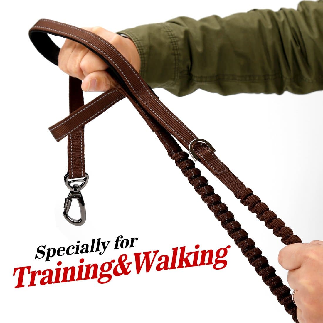 SIAYI Reflective Bungee Dog Leash Specially for Small and Medium Dogs Obedience Training Running and Walking with Dual Two 2 Handles Durable Sturdy Construction 3.9ft ¡­