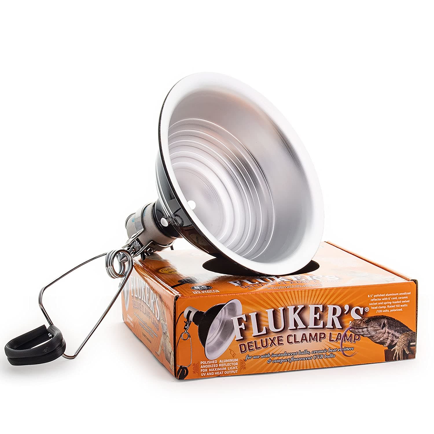 Fluker's Repta-Clamp Lamp, Heavy Duty Clamp Light For Reptile Tanks and Terrariums, UL/CUL Approved, Great for Reptile Basking, 150-Watt Maximum with On/Off Switch, 8.5"