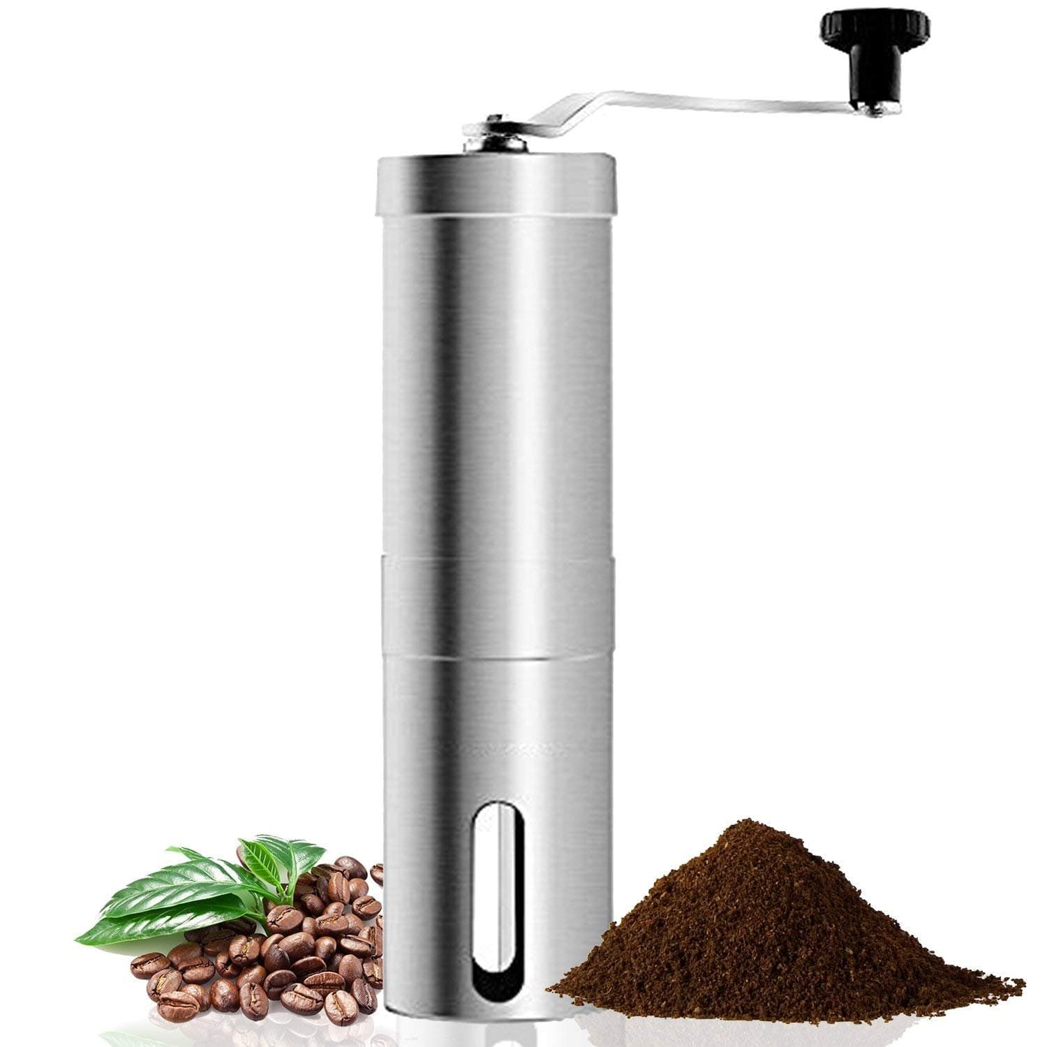 Coffee Grinder, Aessdcan Manual Coffee Mill, Mini Portable Home Kitchen Travel Stainless Steel Coffee Bean Grinder with Adjustable Ceramic Core