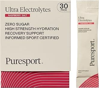 Puresport Ultra Electrolytes Hydration Raspberry Salt Sachets (30 Pack), High Performance Sugar Free Electrolytes Powder, 1000mg Sodium, Optimise Hydration & Support Muscles, Travel-Friendly Format
