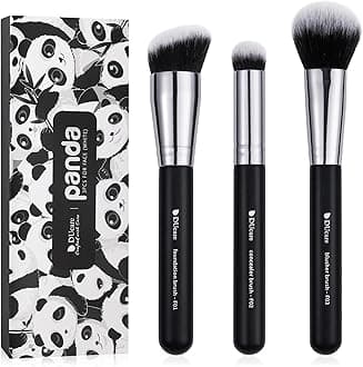 Makeup Brushes 3Pcs Foundation Contour Bronzer Brush,Concealer Brush,Blusher Powder Brush, Face Kabuki Travel Buffing Stippling Liquid Blending Makeup brush set Black