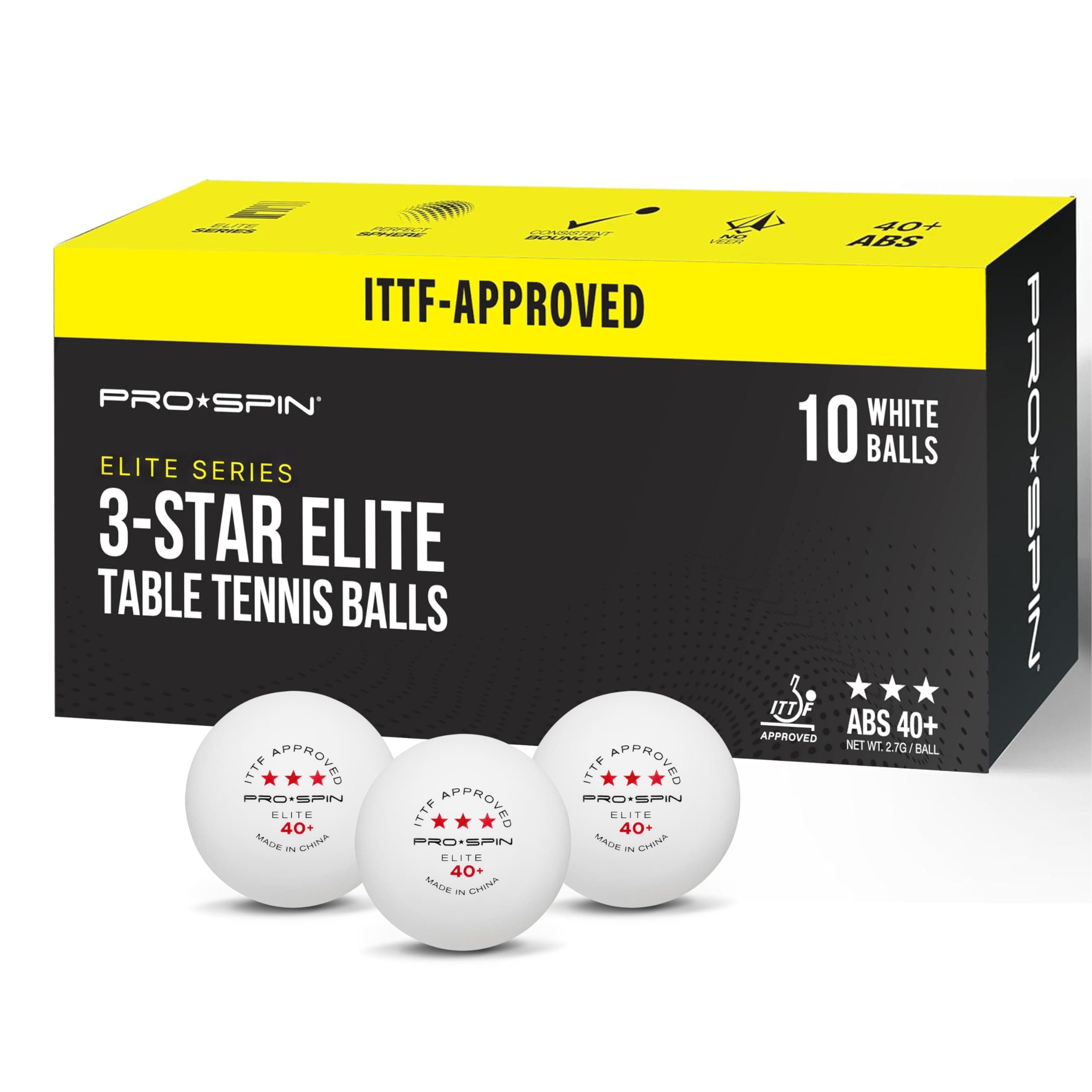 PRO-SPIN Ping Pong Balls – 3-Star ITTF-Approved Premium Table Tennis Balls | High-Performance 40+ ABS Professional Quality for Indoor & Outdoor Games