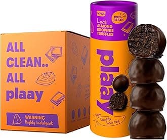 Plaay Almond Brownie Chocolate Truffles – Keto Dark Chocolate Snack – Gluten-Free, Vegan-Friendly with Rich Fudgy Texture for Guilt-Free, Anytime Smart Snacking – 10 x 60g