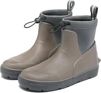 Men's Deck Boots,Ankle Rubber Rain boots Waterproof Anti-Slip Waterproof Shoes, Fishing Boating Boots Water Work Shoes for Men