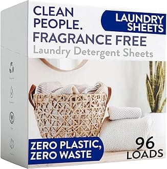 Clean People Laundry Detergent Sheets - Recyclable Packaging, Hypoallergenic, Stain Fighting - Ultra Concentrated, Laundry Soap - Fragrance Free, 96 Pack