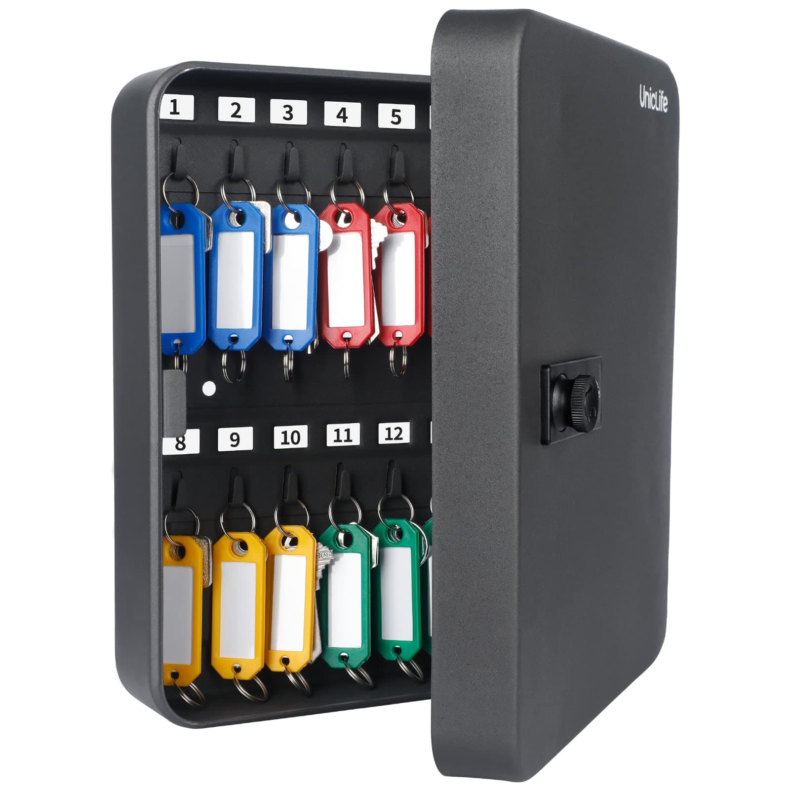 Uniclife 28 Key Cabinet Steel Security Lock Box with Combination Lock-Black