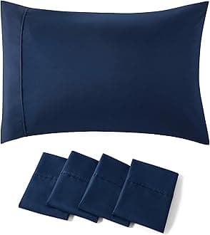 Bedsure Pillow Cases Standard Size Set of 4 - Navy Brushed Microfiber Pillowcases 4 Pack, Super Soft and Cozy Pillow Case Covers with Envelope Closure for Kids, Wrinkle, Fade Resistant, 20x26 Inches