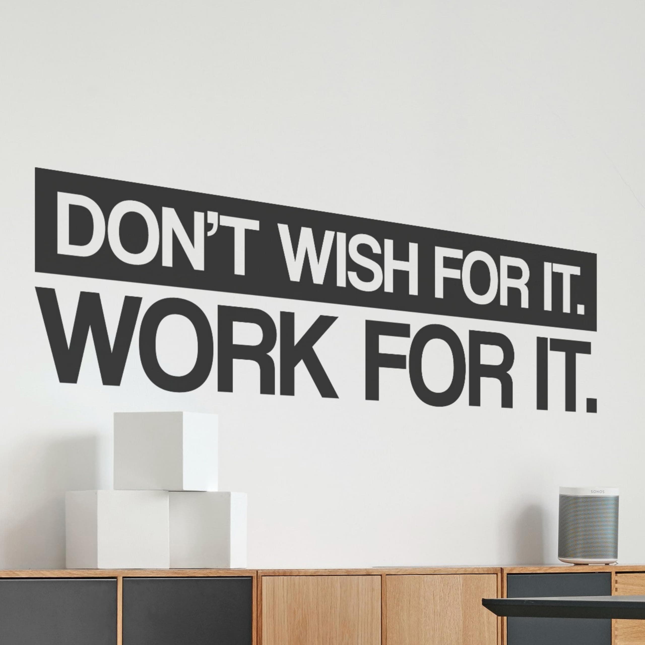 My Vinyl Story | Don't Wish for it Work for it | Motivational Large Gym Wall Decal Quote for Home Gym Yoga Exercise Fitness Workout Fitness Motivational Wall Art Decor Vinyl Removable Sticker 37x10 In