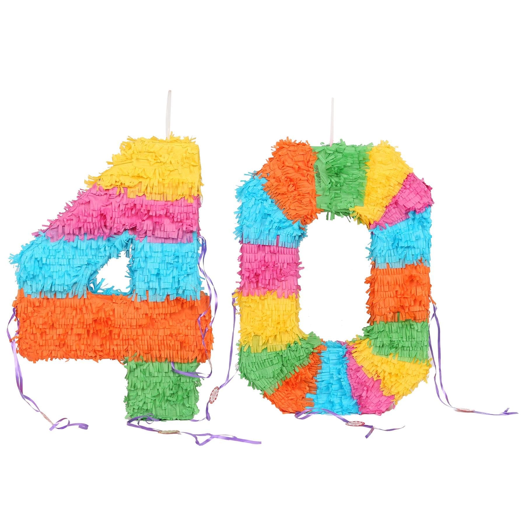 Fax Potato 2pc 40th Birthday Pinata & Blindfold Set - Multi - Mexican Kids Girls Boys Birthday Large Party Parties Games Decorations Kit