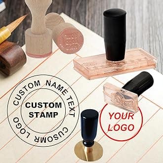Custom Stamp with Logo Name, Multiple Size Personalized Rubber Stamps with Handle for Business,Stamp Maker,Return Address Stamps (Round 1 in)