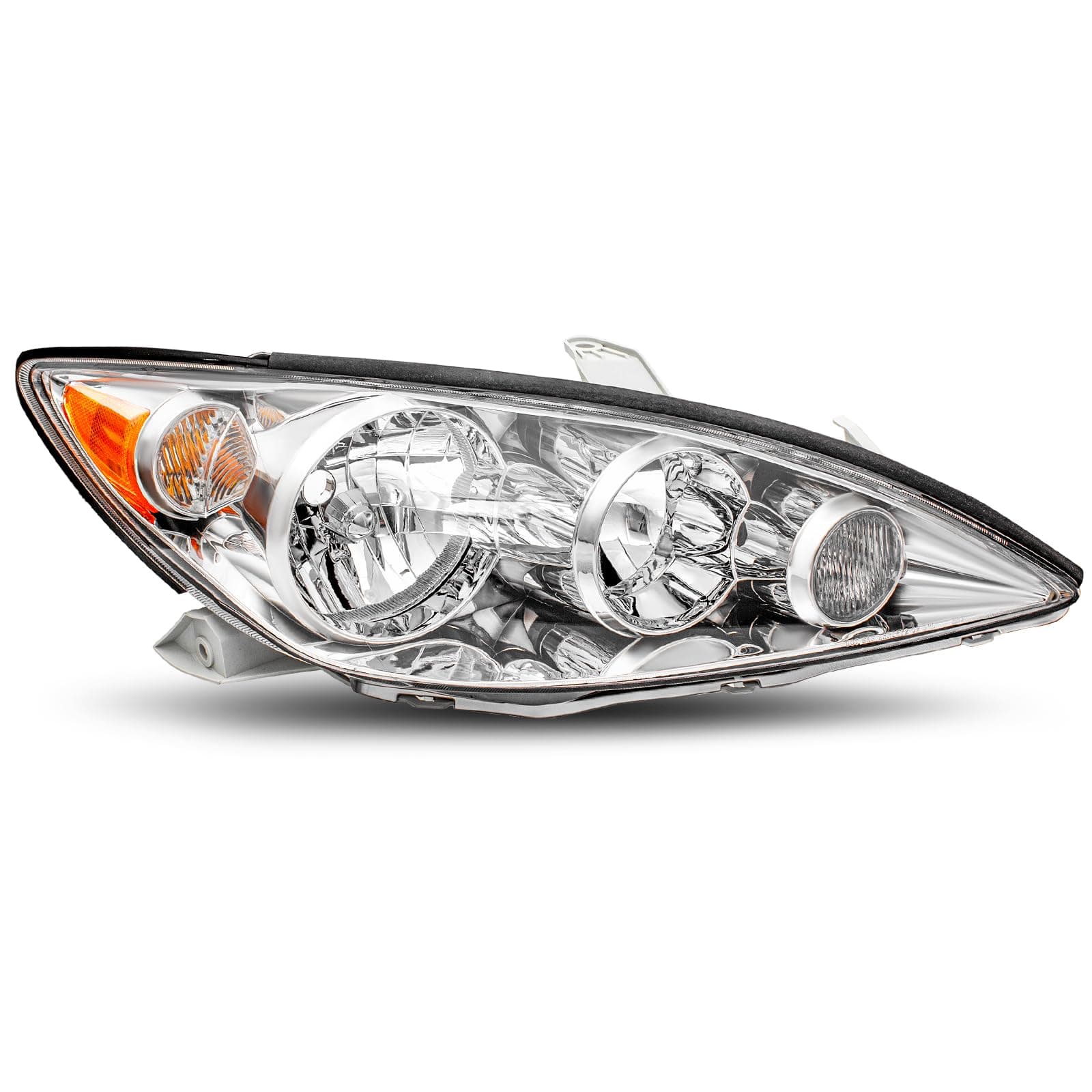 JSBOYAT Headlight Assembly Replacement for 2005 2006 Toyota Camry LE XLE SE (Chrome Housing & Amber Reflector), Passenger Side
