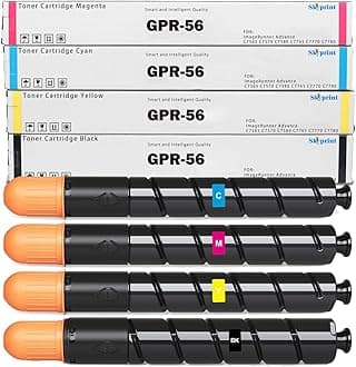 GPR56 GPR-56 High Yield Toner Cartridge Black Cyan Yellow Magenta Replacement for Canon ImageRunner Advance C7565 C7570 C7580 C7765 C7770 C7780 Printer