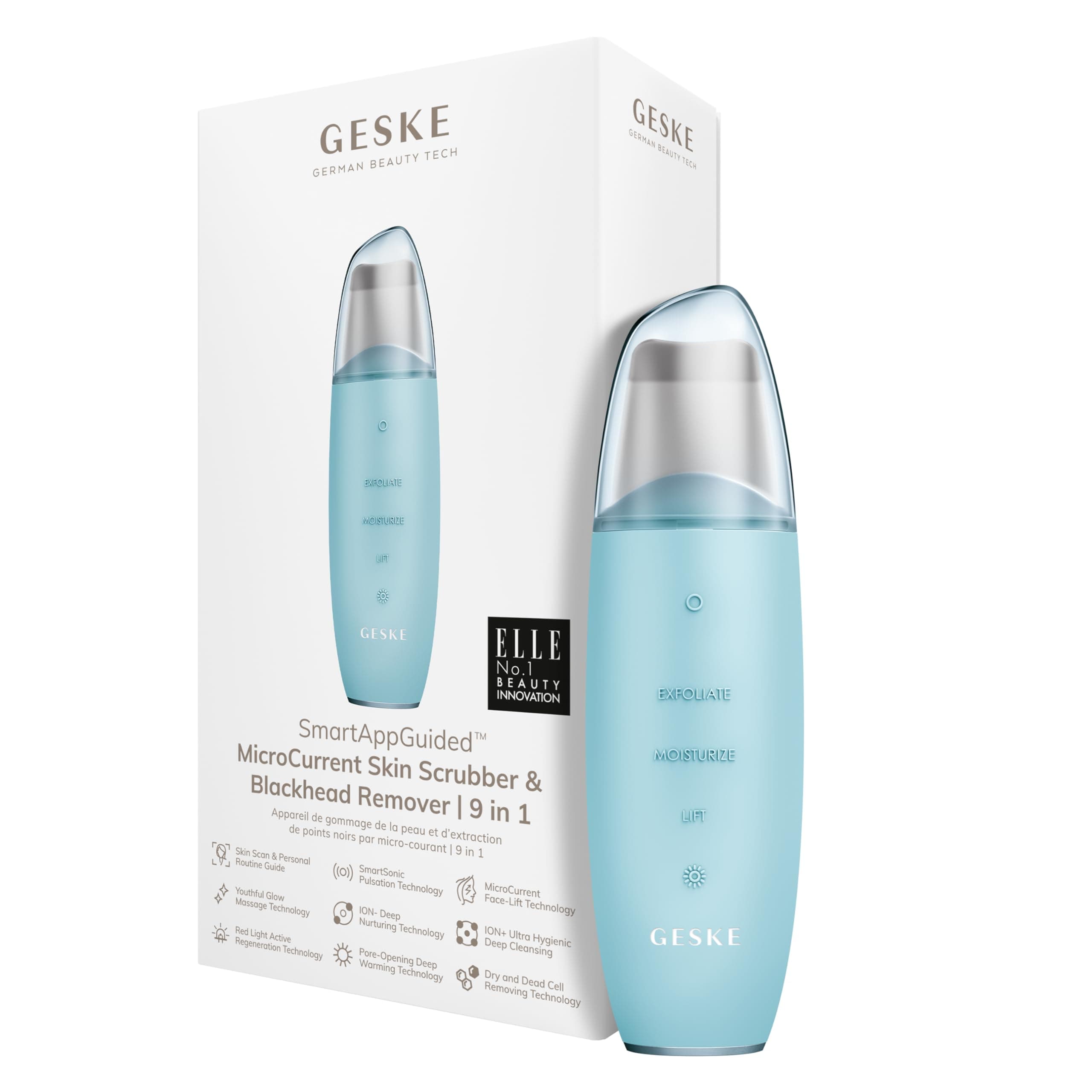 Geske Microcurrent Skin Scrubber & Blackhead Remover 9 In 1 Turquoise