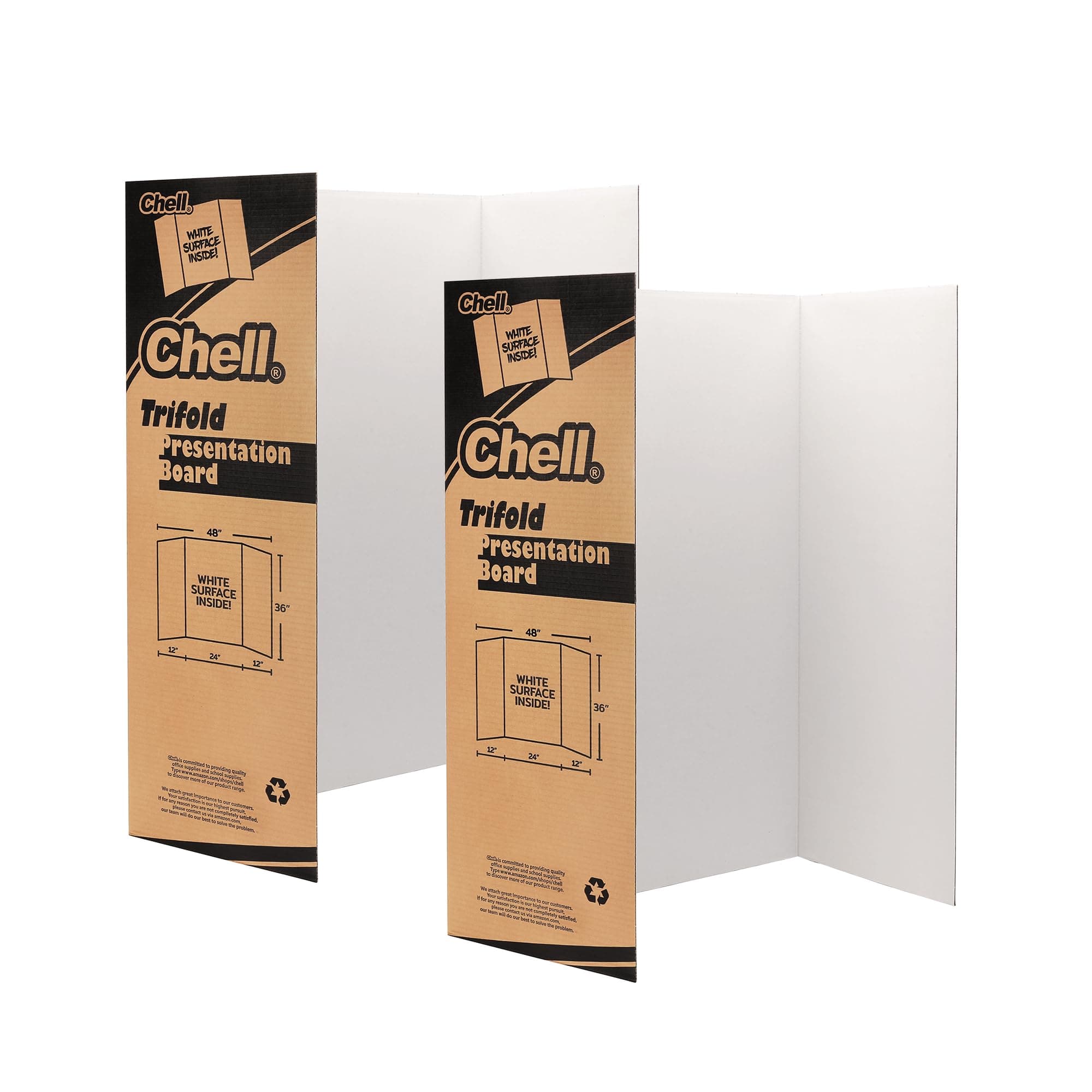 36" x 48" Large Trifold Poster Board, 2 Pack, White Corrugated Project Boards for Science Fair, School Projects, Event Displays and Business Presentations
