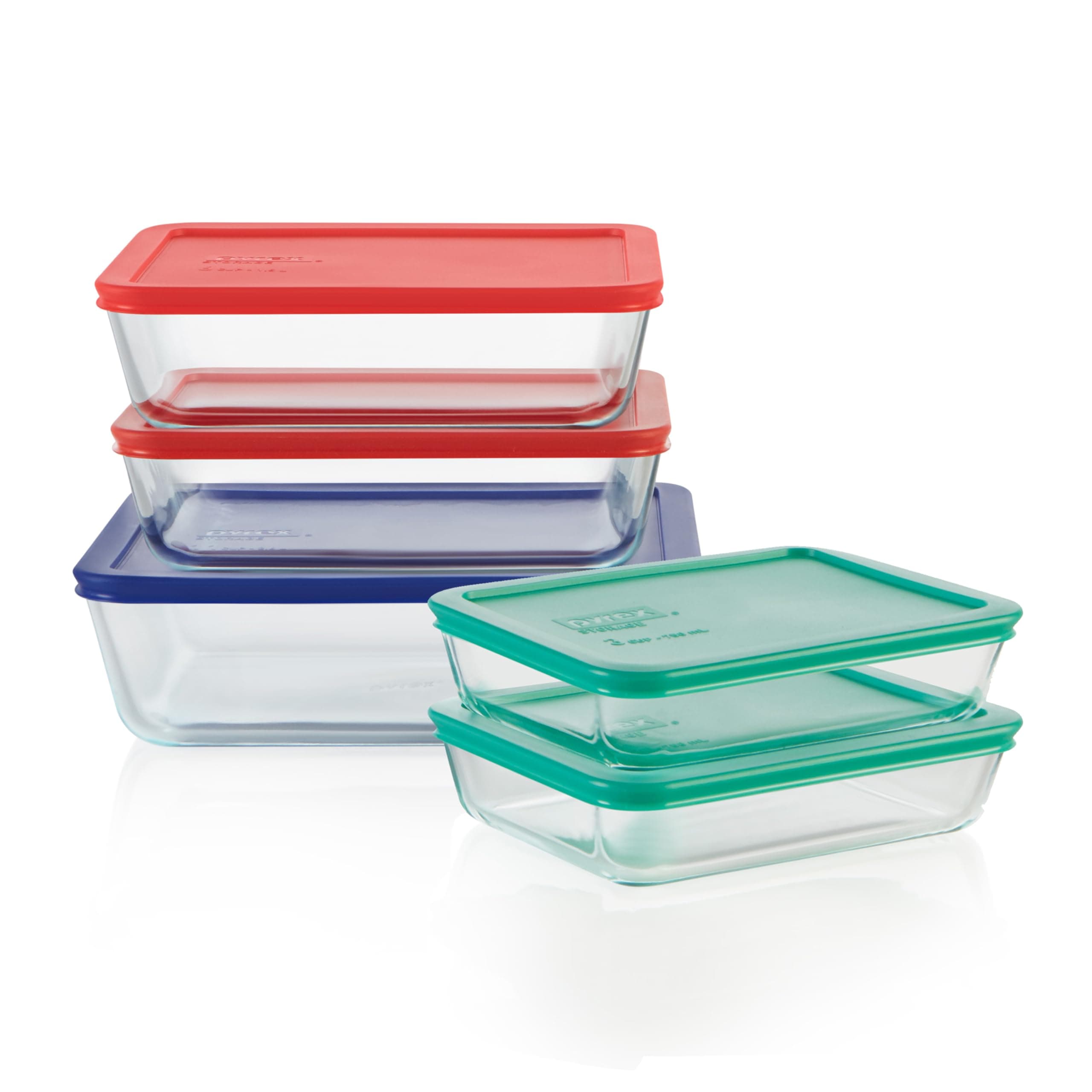 Simply Store (5-Pack) Large Glass Food Storage Containers Set, (3, 6 & 11 Cup) Meal Prep Containers With Plastic BPA-Free Lids, Dishwasher & Microwave Safe