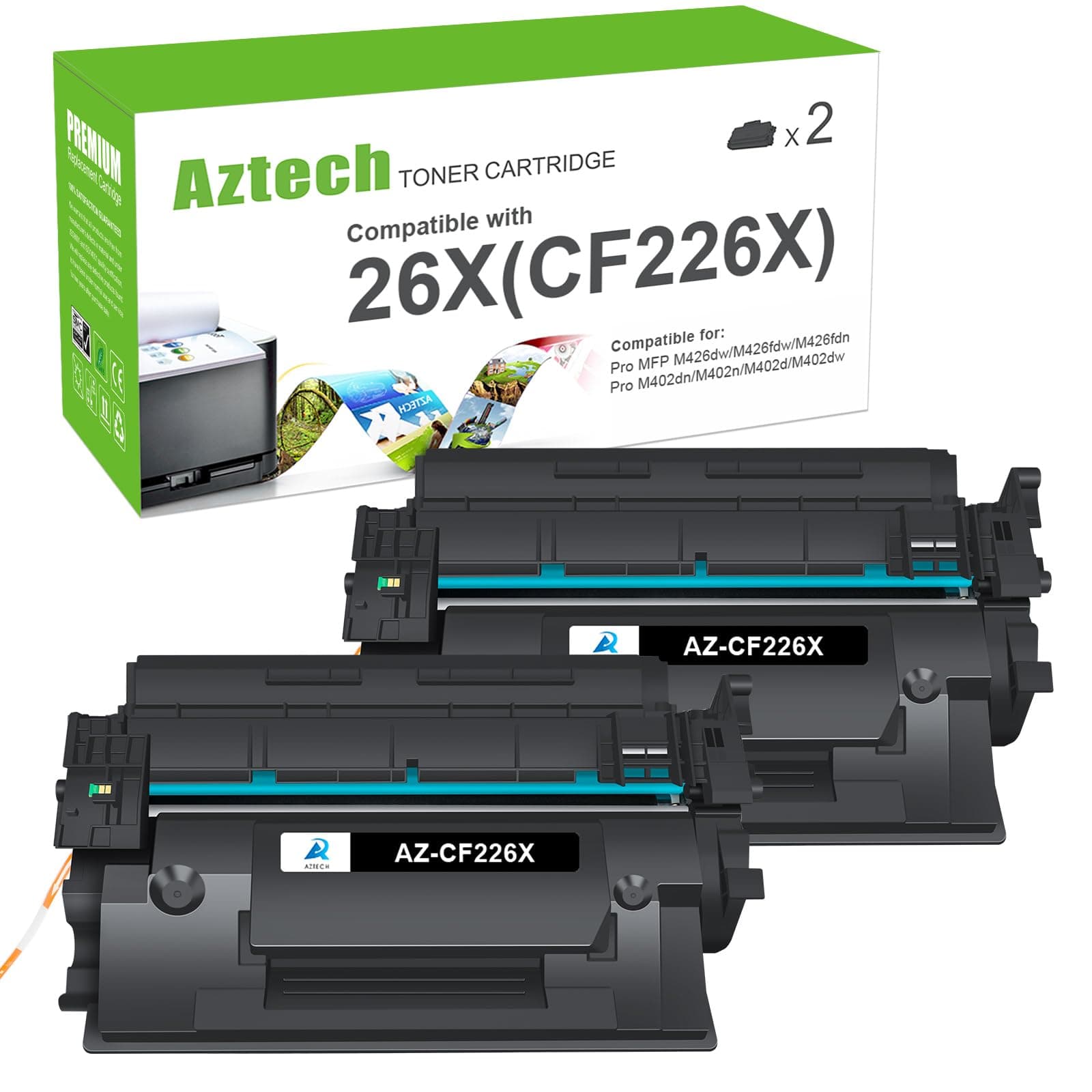 26X CF226X Toner Cartridge High Yield Compatible Replacement for HP LaserJet 26X CF226X 26A CF226A Pro M402dn M402n M402dw Pro MFP M426fdw M426fdn M426dw CF226XC Printer Ink (Black 2-Pack)