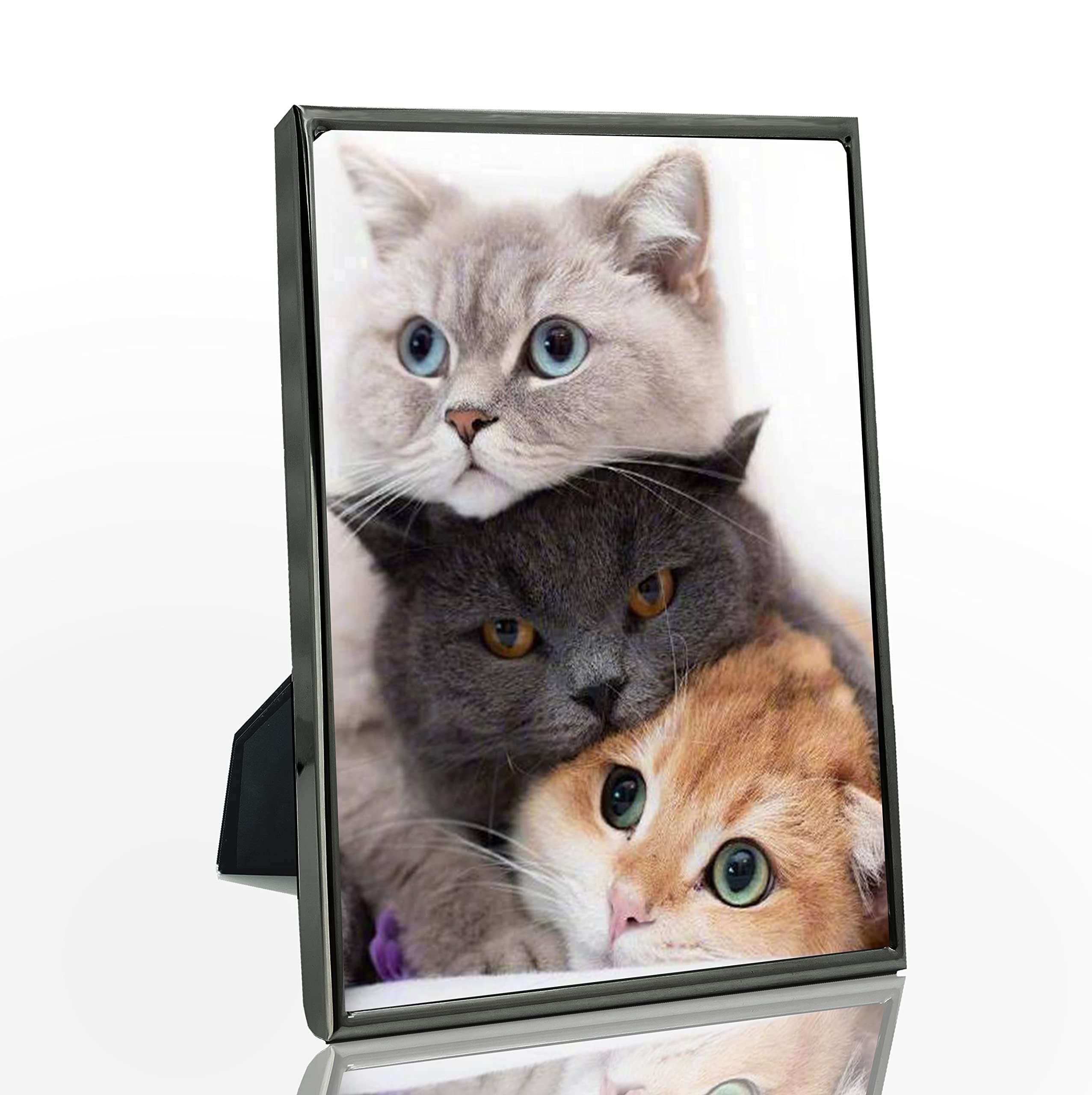 DECANIT 3.5x5 Picture Frame Metal, Thin Edge Photo Frames For Tabletop Display and Wall Mounting,Black