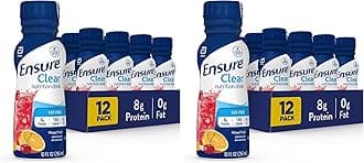 Ensure Clear Mixed Fruit Nutritional Drink | 8g Protein,15 Vitamins & Minerals | Fat-Free-| Ready to-Drink-| Refreshing Taste-| 10 fl oz,(Pack of 24)