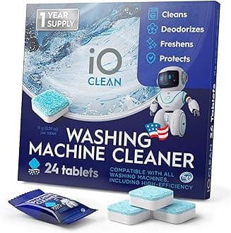 Washing Machine Cleaner Descaler Tablets, 24 Count (1 Year Supply) – Deep Clean Washer Cleaner Tablets for HE Front Load & Top Load – Unscented Washing Machine Descaler for Odor Control