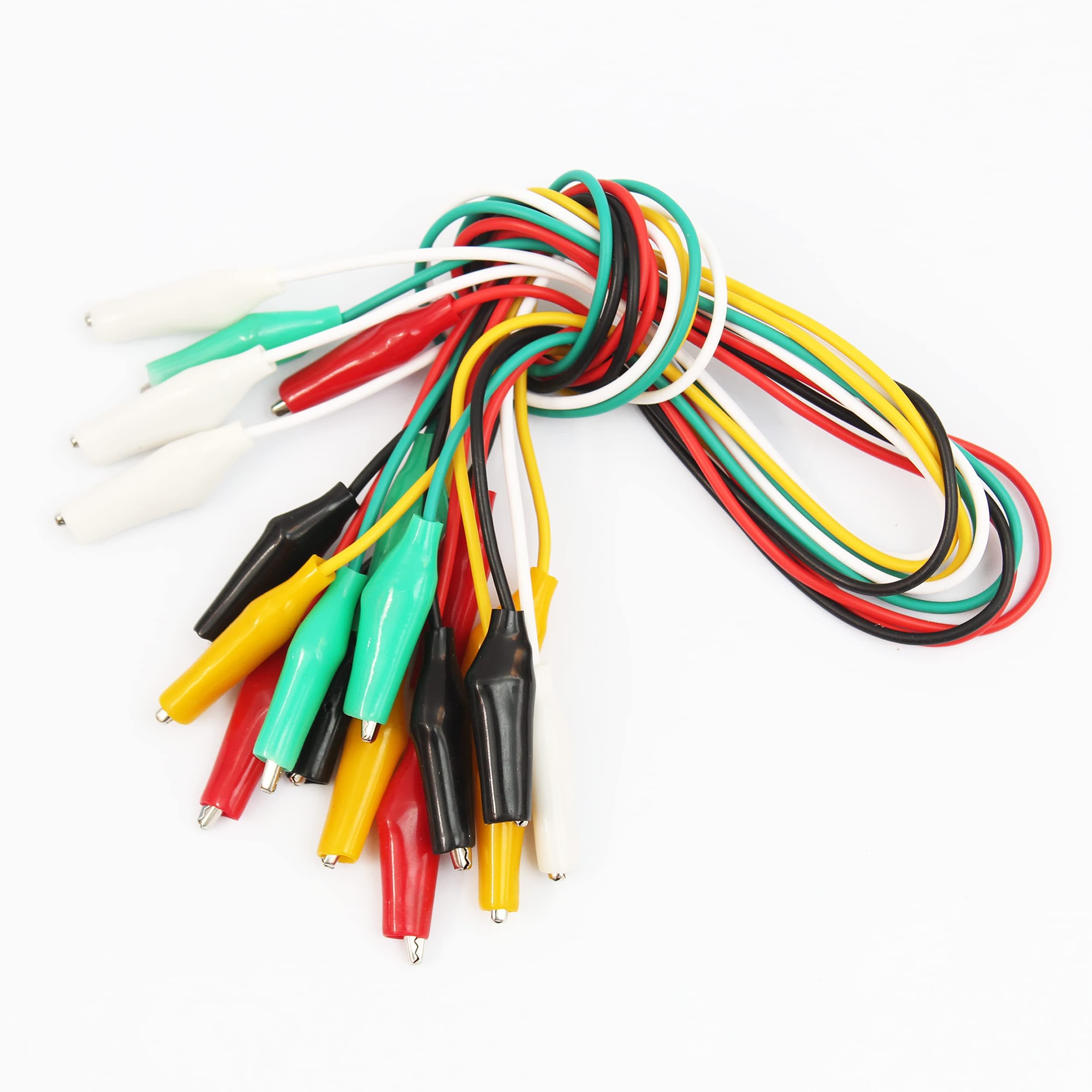 Robotbanao N7-9JUZ-2DKU Double Ended Crocodile Clips Electrical Cable-Alligator Clips-Colour Coded-Insultated Soft Plastic Cover-Miniature Clamps-Pack Of 10