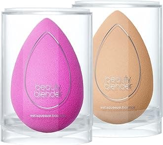 beautyblenderOriginal Pink + Nude Beauty Blender 2-Piece Bundle for Blending Foundations, Powders, and Creams, Super-Soft Foam for Streak-Free Application, Made in the USA, Reusable, Washable
