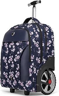 Rolling Backpack Floral, Waterproof with Wheels for Business, College Student and Travel Commuter, Carry on Laptop Compartment, Fit 17 Inch Laptop, Wheeled Adults, 20inch