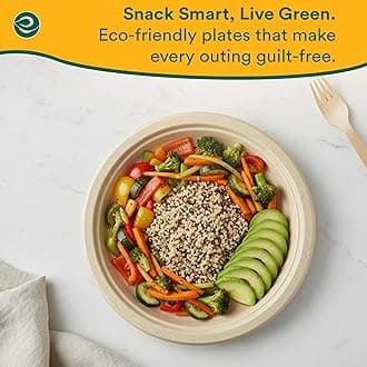 ECO SOUL 100% Compostable 10 Inch Paper Plates [125-Pack] Disposable Party Plates I Heavy Duty Eco-Friendly Dinner Plates Disposable I Biodegradable Unbleached Sugarcane Eco Plates