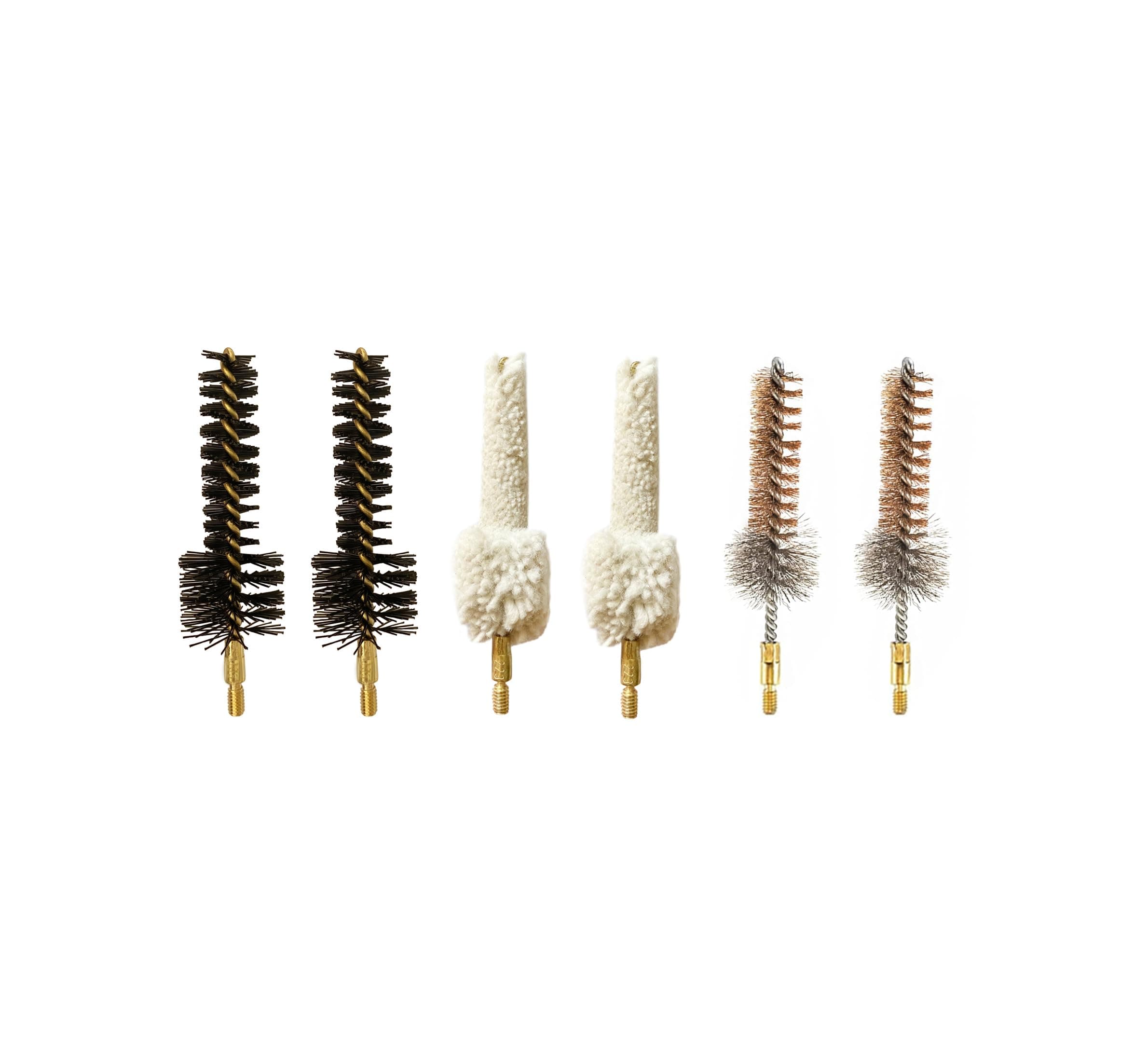 Bore Baby.223Cal 5.56mm AR Chamber Brushes-2 Nylon 2 Mop and 2 Bronze Chamber Brushes for .223 Caliber Firearms Cleaning (6 Packs