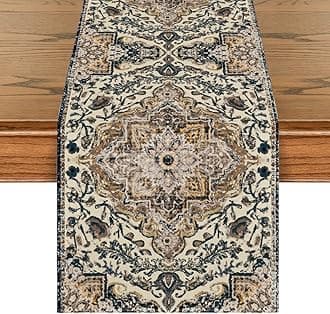 Artoid Mode Dark Blue Boho Bohemia Style Table Runner, Country Rustic Farmhouse Magical Halloween Kitchen Dining Table Decoration for Home Party Decor 13x72 Inch