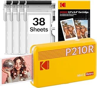 Mini 2 Retro 4PASS Mobile Photo Printer 5.3 x 8.6 cm Pack of 68 Sheets Yellow