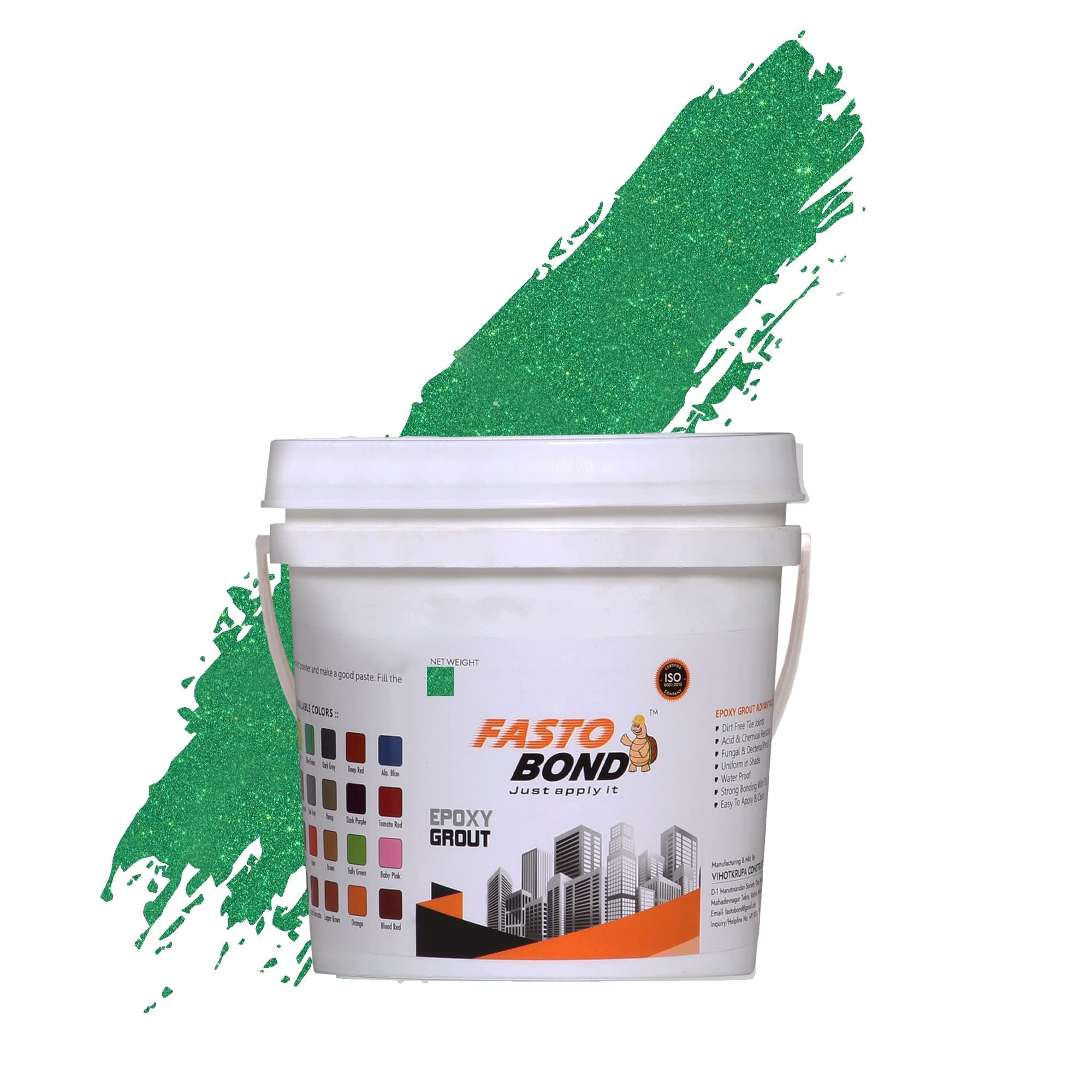 FASTO BOND Full_Glitter-Sparkle Fastobond Epoxy Grout - 1 Kg-3 Kg & 5 Kg - Colors Tile Grout_Fastobond | 3 Components Only | Premixed Glitter For Uniform Finish (3 Kg, S.P Green)